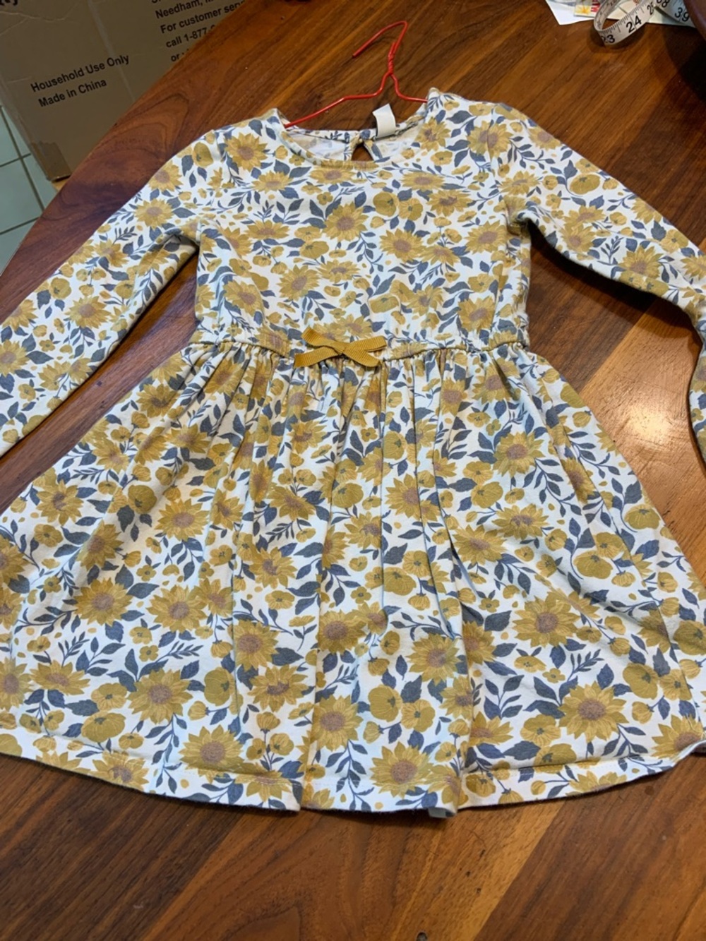 Girls' Yellow Floral Long-Sleeve Dress